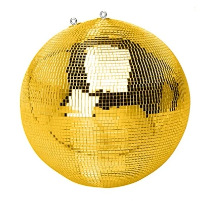 Abbildung von Spiegelkugel mit Sicherheitsöse 50cm gold // Discokugel Mirrorball