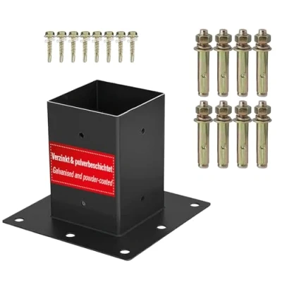 Abbildung von SOTECH Aufschraubanker 100 x mm vierkant Stahl verzinkt und schwarz pulverbeschichtet für höchsten Korrosionsschutz, Terrassen Pfostenanker zum Aufschrauben Aluminium Holzkonstruktionen