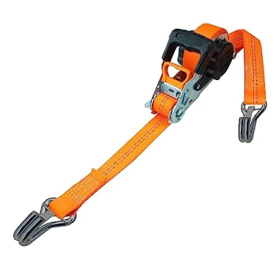 Abbildung von PETEX Automatik Ratschenspanngurt, selbstaufrollend, 1 teilig, 5 m x 35 mm, 1.000/2.000 daN, bis 2000 kg, orange, Sicherheits Doppelspitzhaken