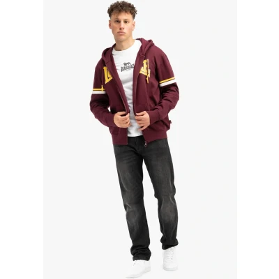 Abbildung von Lonsdale Herren Kapuzensweatjacke mit Reißverschluss Normale Passform DARFIELD Oxblood/Yellow/White 3XL