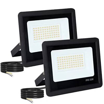 Abbildung von LED Strahler Außen 2 Stücke, Superhell Außenstrahler 50W 5000LM IP65 Wasserdichte Geführte Scheinwerfer im Freien für Dach Garten Hof Tor Garage Schwarze (6500K Kaltweiß)