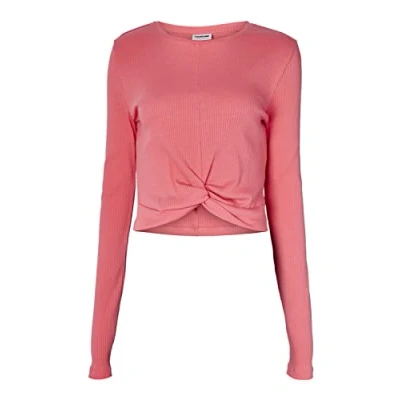 Abbildung von Noisy may Damen Nmdrakey Twiggi L/S Top Fwd Noos Langarmshirt, Sun Kissed Coral, M EU