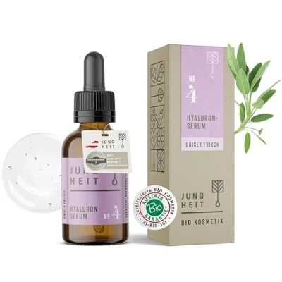 Abbildung von JUNGHEIT Hyaluron Sofortige wirkung BIO Vergleichssieger Hochdosiert Zertifiziertes Skincare Anti Aging Serum für alle Hauttypen Hyaluronsäure Gesicht Gesichtspflege 30ml