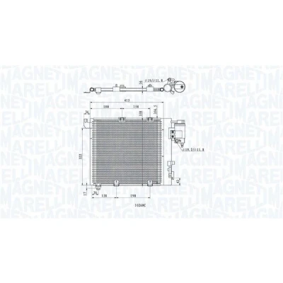 Abbildung von MAGNETI MARELLI 350203885000 Klimakondensator 522x308x16 308 522 16 OPEL: Astra G CC, Zafira A, Caravan