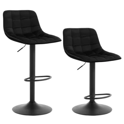 Abbildung von WOLTU BH273sz 2 2er Set Barhocker Küchenstuhl Barstuhl mit Rückenlehne und Einstellgriff, höhenverstellbar &amp; 360 drehbar, Tresenhocker Bar Hocker aus hochwertigem Samt Metall, Schwarz
