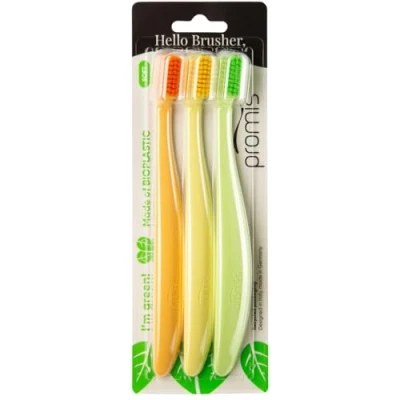 Abbildung von Promis Zahnbürste Soft Toothbrush 3pcs Orange, Gelb, Grün