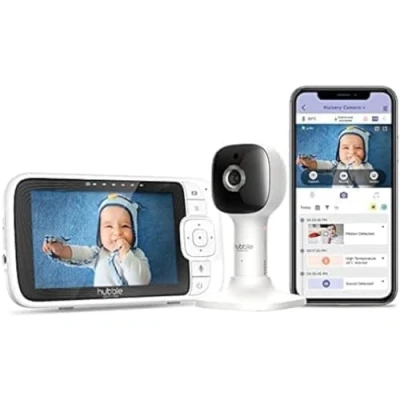 Abbildung von Hubble Connected Nursery Pal Cloud 5 Inch Baby Monitor with Camera, 2 Way Communication, Night Light, Surveillance Cameras for Optimal Security, Camera and App, Wireless