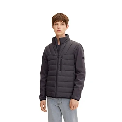 Abbildung von TOM TAILOR Denim Herren Hybrid Steppjacke 1031781, 29476 Coal Grey, M