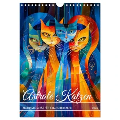 Abbildung von Astrale Katzen Abstrakte Kunst für Katzenliebhaber (Wandkalender 2025 DIN A4 hoch), CALVENDO Monatskalender
