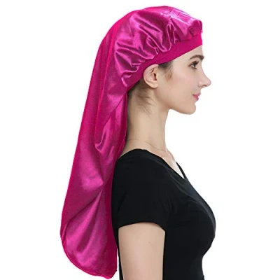 Abbildung von Alnorm Extra große Satin Motorhaube, doppellagig, Premium Gummiband, fuchsia, Einheitsgröße