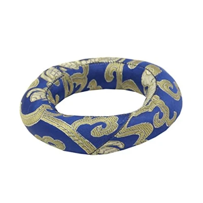 Abbildung von Seide Brokat Ring Kissen für tibetische Klangschale Hand Made Nepal blau