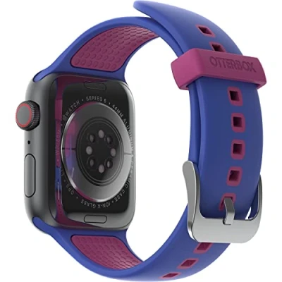 Abbildung von OtterBox All Day Uhrenarmband für Apple Watch Series 9/8/7/6/SE 2. gen/SE 1. gen/5/4/3 42mm/44mm/45mm, Weiches, Angenehmes und Strapazierfähiges Silikonband Watch, Blau/Lila