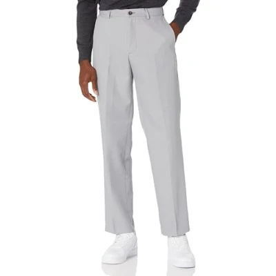 Abbildung von Amazon Essentials Herren Flatfront Anzughose mit Erweiterbarem Bund, Klassisch Geschnitten, Hellgrau, 38W / 32L