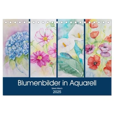 Abbildung von Blumenbilder in Aquarell (Tischkalender 2025 DIN A5 quer), CALVENDO Monatskalender