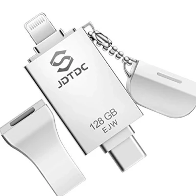 Abbildung von MFi zertifizierter 128GB USB Stick iPhone, 3 IN 1 Lightning Sticks Fotostick iPhone Speicherstick, iPad Speichererweiterung Handy Flash Laufwerk für 16 15 14 13 12 11/iPad/Android/PC