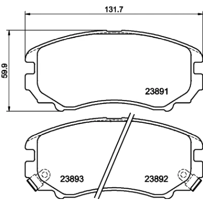 Abbildung von HELLA 8DB 355 010 991 Bremsbelagsatz mit akustischer Verschleißwarnung HYUNDAI: Tucson, Sonata V, Coupe II, KIA: Sportage Optima / K5, Soul I