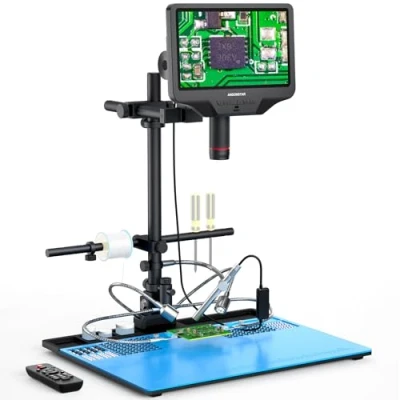 Abbildung von Andonstar AD409 Max HDMI Digitalmikroskop mit Lötstation, Endoskop, 10,1 Zoll LCD Bildschirm, 300X USB Elektronische Mikroskopkamera für professionelles PCB Löten, unterstützt Windows PC