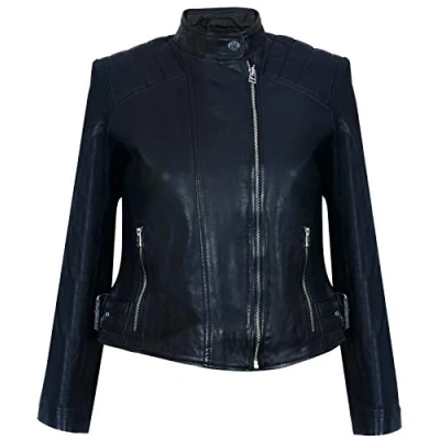 Abbildung von Infinity Leather Damen Aus Echtem Leder Mit Schwarzer Motorradfahrer Mode Und Reißverschluss M