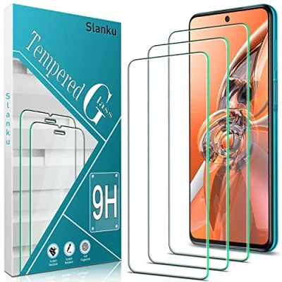 Abbildung von Slanku 3 Stück, Schutzglas für Xiaomi Redmi Note 9S, 9 Pro, Pro Max Schutzfolie, Frei von Kratzern, Blasenfrei, 9H Härte, Ultrabeständig, 0.33mm Ultra klar Displayschutzfolie