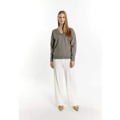 Abbildung von DREIMASTER Klassik Damen Strickpullover XS/S / Grau Melange 50% Viscose 28% Polyester 22% Nylon