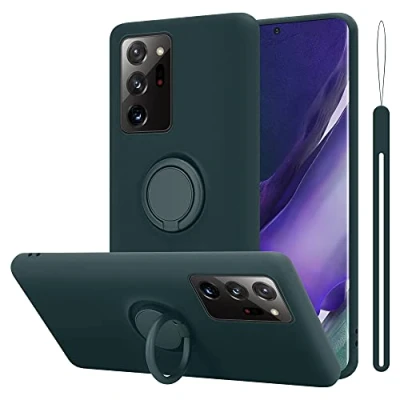 Abbildung von Cadorabo Hülle kompatibel mit Samsung Galaxy Note 20 Ultra Schutzhülle TPU Silikon Case Liquid Design Ring Slim Kratzfest Liquidsilikon Microfaser für in Grün