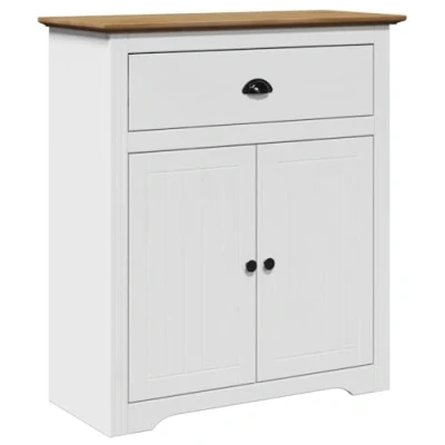 Abbildung von vidaXL Flurschrank BODO Weiß und Braun 80x35x90 cm, Flurmöbel, Schrank, Wohnzimmerschrank, Dielenschrank, Beistellschrank, Schlafzimmerschrank