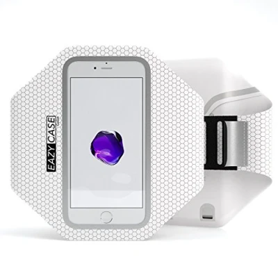 Abbildung von EAZY CASE Universal Handytasche Joggen für Smartphone bis 5,5&quot; Handyhülle Sporthülle Handy Joggingarmband Reflektierend Arm Laufhülle wasserdicht Armtasche mit Schlüsselfach Weiß
