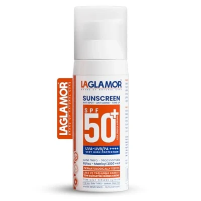 Abbildung von Laglamor Sonnencreme LSF 50 Breitband UV Schutz &amp; Anti Aging Spot Für Pigmentflecken Nicht Komedogen Feuchtigkeitsspendend Vegan, Wasserfest Reef Friendly Empfindliche Haut 50ml