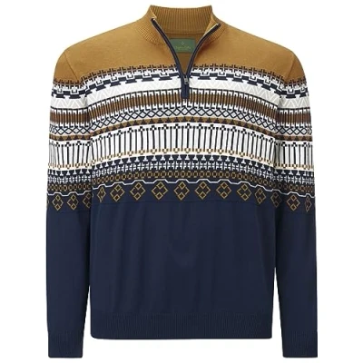 Abbildung von Charles Colby EARL Senan Strickpullover, Herren, Größe: 3XL, Dunkelblau gemustert