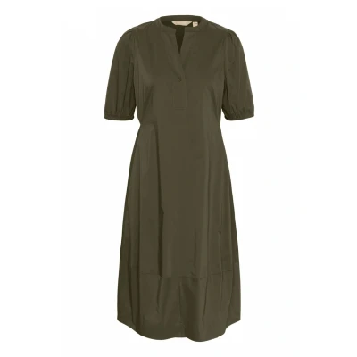 Abbildung von Culture Cuantoinett SS Placket Freizeitkleid, Damen, Größe: Large, Burnt olive