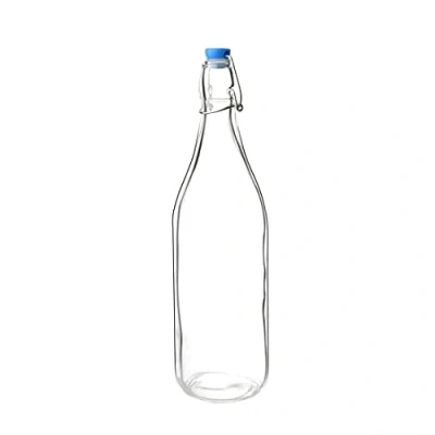 Abbildung von Olympia Glasflaschen mit Stopfen, 1 Liter/35 oz (6er Pack), klare, sichere Klappdeckel für Wasser, Heimbrauen, Kombucha, Bar Vormischungen spülmaschinenfest, GG930