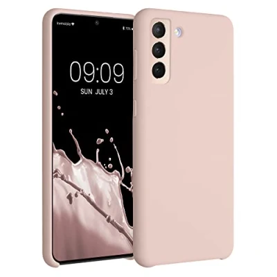 Abbildung von kwmobile Hülle kompatibel mit Samsung Galaxy S21 Plus Silikon Handy Case Handyhülle weiche Oberfläche kabelloses Laden Coconut Swirl