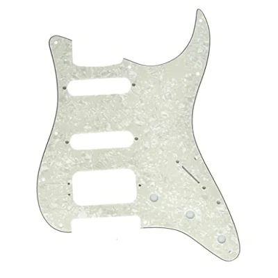 Abbildung von KAISH Northwest Guitars Pickguard für Stratocaster, 11 Löcher, 3 Schrauben, runde Ecken, Humbucking, Tonabnehmer, Halterung, passend American Fender Strat Aged Pearl