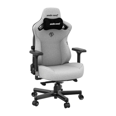 Abbildung von Anda Seat Kaiser 3 Großer Gaming Stuhl Ergonomischer Grauer Stoff für Erwachsene, neigbarer Büro und Sitz, Gamer mit magnetischem Nackenkissen &amp; Lendenwirbelstütze