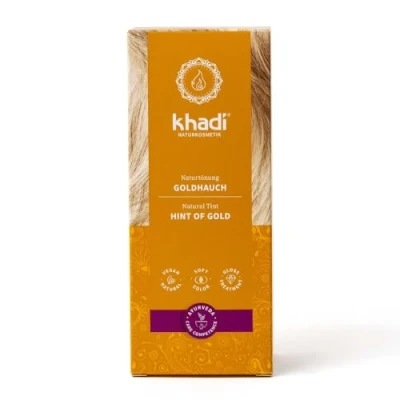 Abbildung von khadi GOLDHAUCH Pflanzenhaarfarbe, Haarfarbe für glänzender Goldschimmer von goldenem Blond bis zu brillantem Kupfer, Naturhaarfarbe 100% pflanzlich &amp; vegan, Zertifizierte Naturkosmetik, 100g