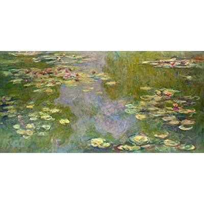 Abbildung von 1art1 Claude Monet Poster Seerosen, 1919 Bilder Leinwand Bild Auf Keilrahmen XXL Wandbild Kunstdruck Als Leinwandbild 120x60 cm