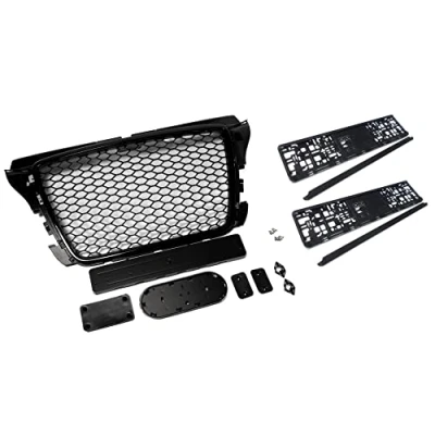 Abbildung von Kompatibel mit A3 8P Kühlergrill Wabengrill Front Grill Emblemhalter Kennzeichenhalter PDC 08 13