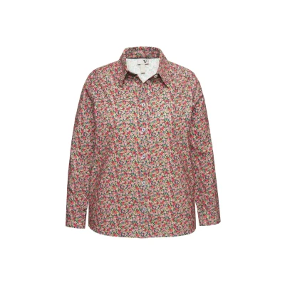 Abbildung von Ulla Popken Floral LONG Sleeve Hemdbluse, Damen, Größe: 42/44, Wine red