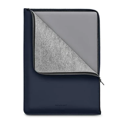 Abbildung von Woolnut Matte PU Folio Zipper Sleeve Case Hülle Tasche für for MacBook Air 15 Zoll (2023 2024, M2/M3) &amp; Pro 16 Blau