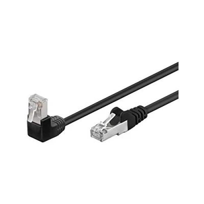 Abbildung von Goobay 94182 CAT.5e F/UTP Patch Kabel 90 nach oben gewinkelt, gerade / gewinkeltes Netzwerkkabel, doppelt geschirmt, 5 Meter, weiß