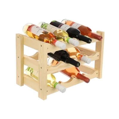 Abbildung von GoodFreshDecor Weinregal Flaschenregal Holz Für 12 Flaschen Holzregal Flaschenhalter Weinflaschenhalter Weinständer Kiefernholz Naturfarbe Stabil 43 x 24 29 cm