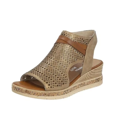 Abbildung von Remonte Sandalette, Sommerschuh, Sandale, Keilabsatz, mit modernem Lochmuster