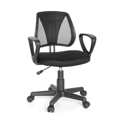 Abbildung von hjh OFFICE 725106 Kinder und Jugenddrehstuhl KIDDY CD Netzstoff Schwarz höhenverstellbare Rückenlehne, Stuhl mit Armlehnen