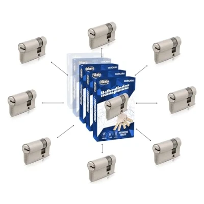 Abbildung von GERCAR Pro Gleichschließend 8x Halbzylinder 30/10 Set Garagentor Profil inkl. 40 Schlüssel mm Garagentorschloss 8er Zylinder Länge: 40mm, A:30 B:10 Schließsystem