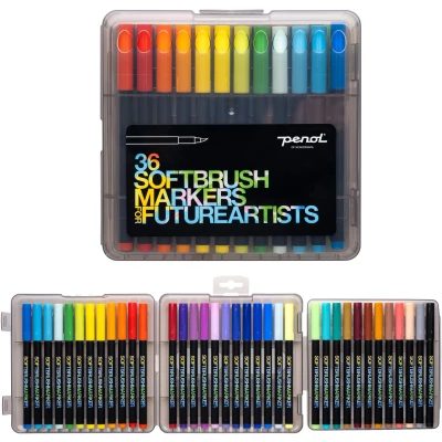 Abbildung von PENOL Soft Brush Stifte Set 36 Farben wasserbasierte Pinselmarker fur Kunstler, Kalligrafie, Handlettering, Ausmalen &amp; Skizzieren Lebendige, auswaschbare, mischbare Farbmarker