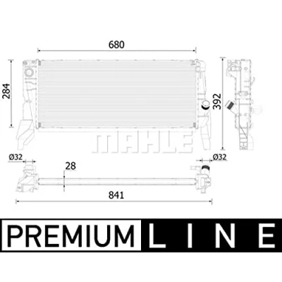 Abbildung von MAHLE ORIGINAL CR 2313 000P Kühler, Motorkühlung 680 284 28 Kühlrippen gelötet BMW: X1, 2 Active Tourer