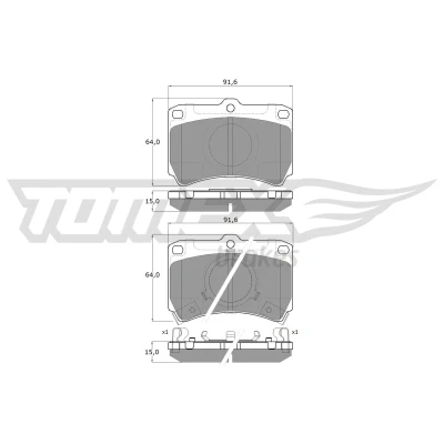 Abbildung von TOMEX brakes TX 11 77 Bremsbelagsatz Vorderachse mit akustischer Verschleißwarnung MAZDA: FAMILIA 4, 323 III Hatchback, Station Wagon
