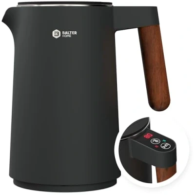 Abbildung von Balter Wasserkocher Edelstahl WK 08 TG, 1.7 l, 2200 W, Temperatureinstellung, LCD Anzeige, Warmhaltefunktion