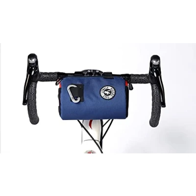 Abbildung von ULAC COURSIER 2,7 l Neo Porter Fahrradtasche für Lenker, mit Öse vorne Lichter und Sonnenbrillen einem Schultergurt einfachen Transport (Marineblau Orange)