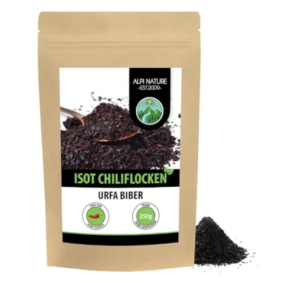 Abbildung von Isot Urfa Biber (250g), Paprika, 100% natürlich und ohne Zusätze, Paprikaflocken Biber, Chiliflocken